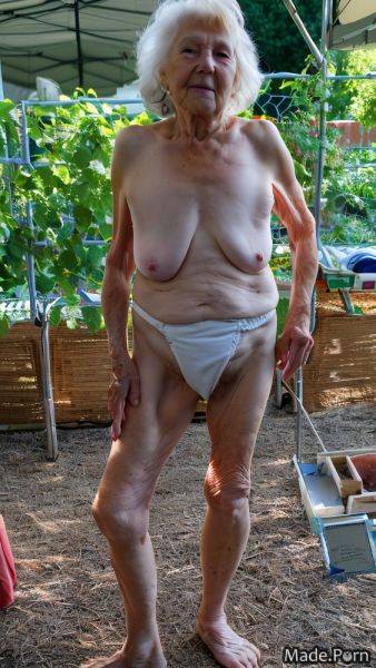 Saggy tits public woman photo 90 white hair standing AI porn - made.porn on pornintellect.com