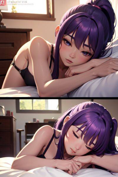 Anime Busty Small Tits 60s Age Seductive Face Purple Hair Ponytail Hair Style Dark Skin 3d Bedroom Side View Sleeping Schoolgirl 3675919489022564584 - AI Hentai - aihentai.co on pornintellect.com