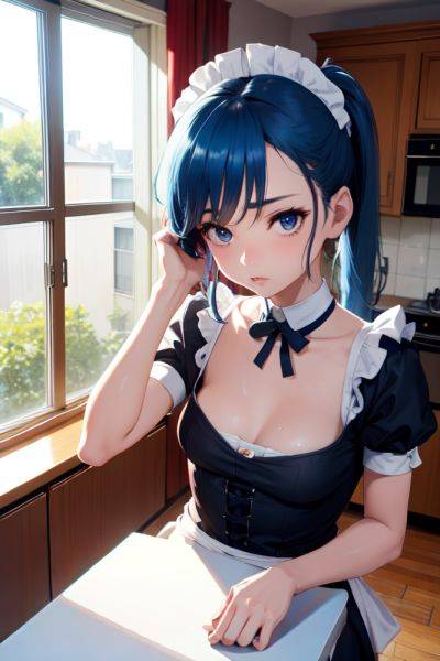 Anime Skinny Small Tits 20s Age Sad Face Blue Hair Ponytail Hair Style Light Skin Dark Fantasy Kitchen Front View Cumshot Maid 3675954277770654591 - AI Hentai - aihentai.co on pornintellect.com