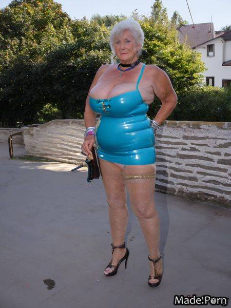 Gold latex stripper sapphire green strappy heels road AI porn - made.porn on pornintellect.com