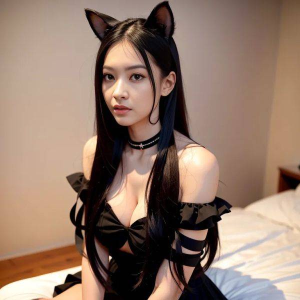 ,woman,thirties,(RAW photo, best quality, masterpiece:1.1), (realistic, photo-realistic:1.2), ultra-detailed, ultra high res, physically-based rendering,long hair,straight hair,black hair,hair behind ear,black - pornmake.ai on pornintellect.com