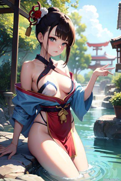 Anime Busty Small Tits 18 Age Sad Face Brunette Pixie Hair Style Light Skin Comic Cafe Front View Bathing Geisha 3675977470594353197 - AI Hentai - aihentai.co on pornintellect.com