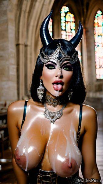 Oiled body demon wings gigantic boobs venetian mask brown castle slutty AI porn - made.porn on pornintellect.com