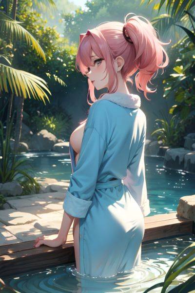 Anime Busty Small Tits 60s Age Orgasm Face Pink Hair Messy Hair Style Light Skin Watercolor Jungle Back View Bathing Bathrobe 3676093434712707860 - AI Hentai - aihentai.co on pornintellect.com