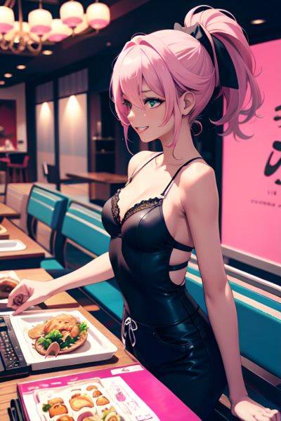 Anime Skinny Small Tits 60s Age Happy Face Pink Hair Ponytail Hair Style Dark Skin Black And White Restaurant Side View Gaming Lingerie 3676128223948339932 - AI Hentai - aihentai.co on pornintellect.com