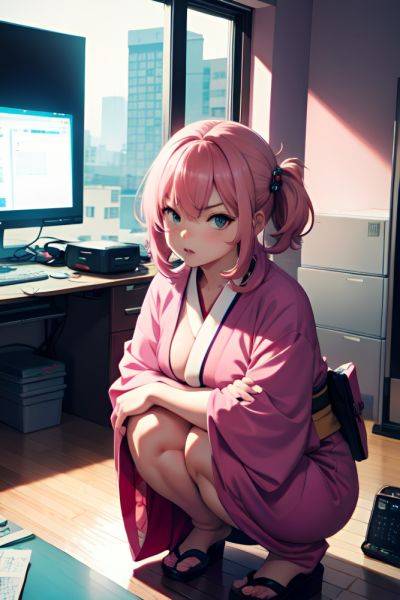 Anime Chubby Small Tits 30s Age Angry Face Pink Hair Straight Hair Style Light Skin Cyberpunk Office Close Up View Squatting Kimono 3676151417236007116 - AI Hentai - aihentai.co on pornintellect.com