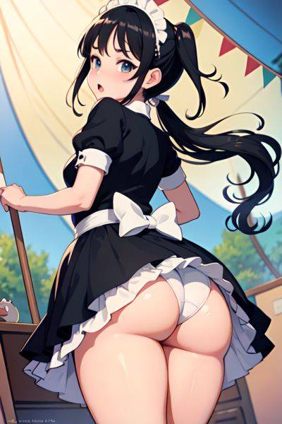 Anime Chubby Small Tits 20s Age Shocked Face Black Hair Pigtails Hair Style Light Skin Illustration Tent Back View Jumping Maid 3676232591654892927 - AI Hentai - aihentai.co on pornintellect.com