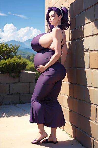 Anime Pregnant Huge Boobs 40s Age Serious Face Purple Hair Slicked Hair Style Dark Skin Charcoal Oasis Back View Bending Over Maid 3671624951241732072 - AI Hentai - aihentai.co on pornintellect.com