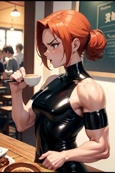 Anime Muscular Small Tits 50s Age Angry Face Ginger Pixie Hair Style Dark Skin Comic Cafe Side View Eating Latex 3671659740477366502 - AI Hentai - aihentai.co on pornintellect.com