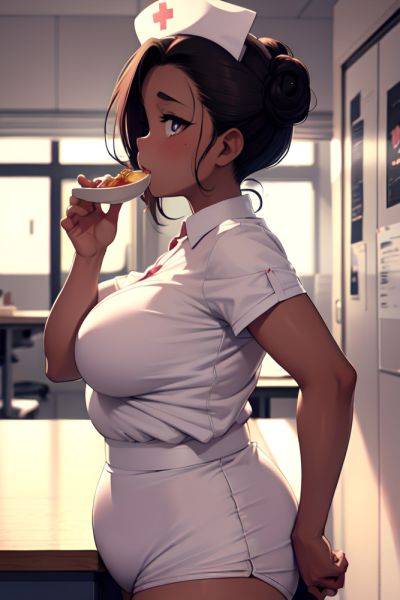 Anime Chubby Small Tits 20s Age Sad Face Ginger Slicked Hair Style Dark Skin Soft + Warm Office Side View Eating Nurse 3671675199817254802 - AI Hentai - aihentai.co on pornintellect.com
