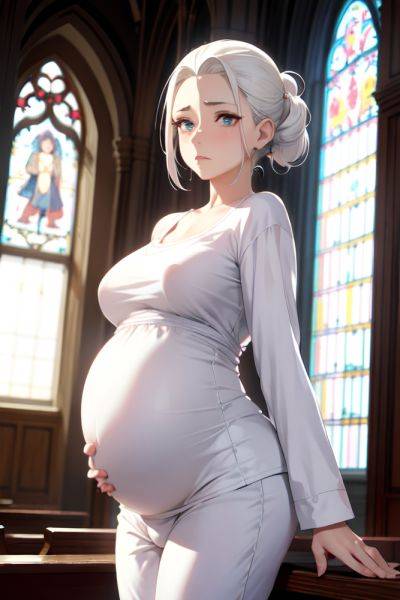 Anime Pregnant Small Tits 20s Age Sad Face White Hair Slicked Hair Style Light Skin Black And White Church Front View Yoga Pajamas 3671767973654443548 - AI Hentai - aihentai.co on pornintellect.com