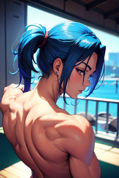 Anime Muscular Small Tits 80s Age Shocked Face Blue Hair Slicked Hair Style Dark Skin Cyberpunk Casino Back View Yoga Latex 3671891668236851948 - AI Hentai - aihentai.co on pornintellect.com