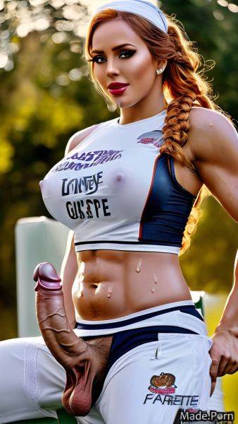 Ginger fuchsia close up big cock futanari cheerleader athlete AI porn - made.porn on pornintellect.com