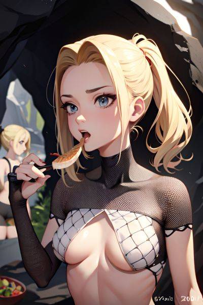 Anime Skinny Small Tits 40s Age Shocked Face Blonde Slicked Hair Style Light Skin Charcoal Cave Front View Eating Fishnet 3671968977632132727 - AI Hentai - aihentai.co on pornintellect.com