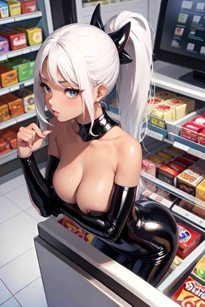 Anime Busty Small Tits 60s Age Pouting Lips Face White Hair Ponytail Hair Style Dark Skin Soft Anime Grocery Back View Bending Over Latex 3671980574537939725 - AI Hentai - aihentai.co on pornintellect.com