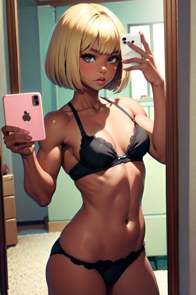 Anime Muscular Small Tits 70s Age Pouting Lips Face Blonde Bobcut Hair Style Dark Skin Mirror Selfie Jungle Front View Jumping Bra 3676340825279506072 - AI Hentai - aihentai.co on pornintellect.com
