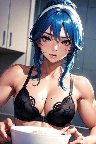 Anime Muscular Small Tits 70s Age Seductive Face Blue Hair Messy Hair Style Light Skin Black And White Bathroom Close Up View Cooking Lingerie 3676456788950796265 - AI Hentai - aihentai.co on pornintellect.com