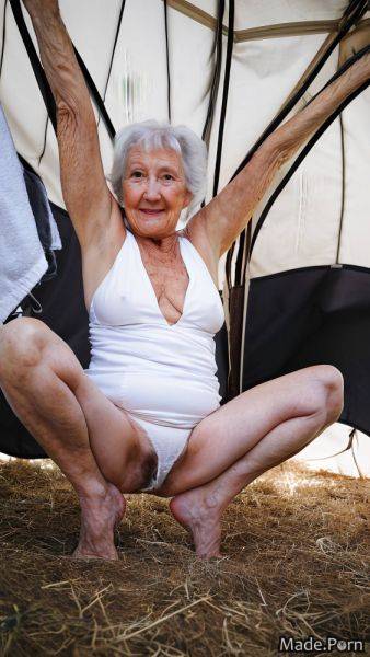Full shot tent nude 90 looking at viewer white hair barefoot AI porn - made.porn on pornintellect.com