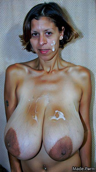 Bobcut nipples big cock topless busty black hair looking at viewer AI porn - made.porn on pornintellect.com