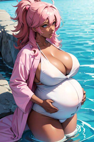 Anime Pregnant Huge Boobs 80s Age Sad Face Pink Hair Messy Hair Style Dark Skin Comic Yacht Front View Bathing Bathrobe 3678215578065652666 - AI Hentai - aihentai.co on pornintellect.com