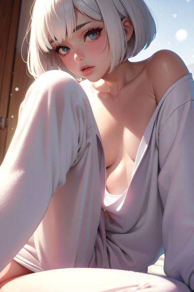 Anime Muscular Small Tits 60s Age Pouting Lips Face White Hair Bobcut Hair Style Light Skin Illustration Snow Close Up View Spreading Legs Pajamas 3678254232771748619 - AI Hentai - aihentai.co on pornintellect.com