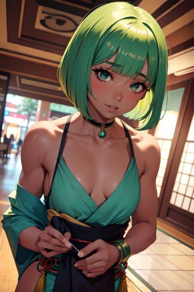 Anime Muscular Small Tits 20s Age Ahegao Face Green Hair Bobcut Hair Style Dark Skin Dark Fantasy Mall Close Up View Yoga Geisha 3678281291513197035 - AI Hentai - aihentai.co on pornintellect.com