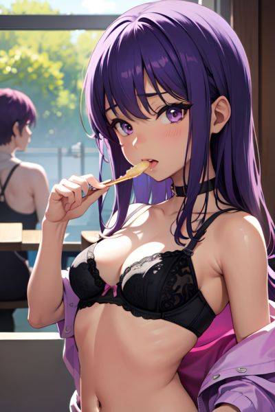 Anime Busty Small Tits 18 Age Orgasm Face Purple Hair Pixie Hair Style Dark Skin Illustration Club Front View Eating Bra 3678671704069159843 - AI Hentai - aihentai.co on pornintellect.com