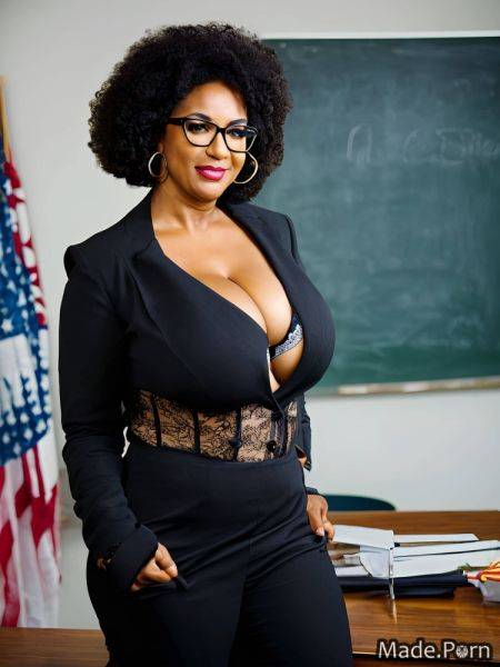 Classroom fully clothed glasses teacher woman barefoot bare shoulders AI porn - made.porn on pornintellect.com