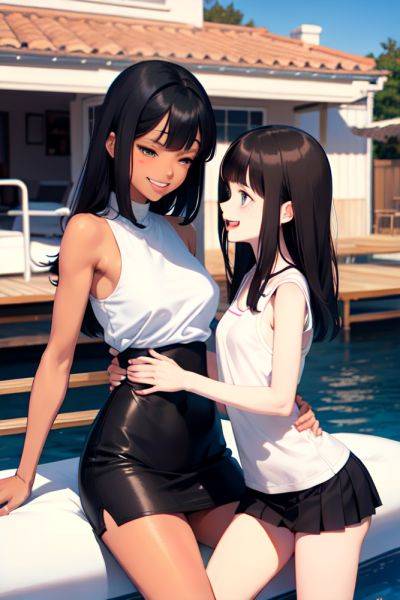 Anime Skinny Small Tits 30s Age Laughing Face Brunette Bangs Hair Style Dark Skin Black And White Yacht Side View Massage Mini Skirt 3678810860523878785 - AI Hentai - aihentai.co on pornintellect.com