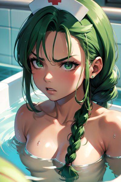 Anime Muscular Small Tits 80s Age Angry Face Green Hair Braided Hair Style Dark Skin Film Photo Shower Close Up View Bathing Nurse 3678903631818846901 - AI Hentai - aihentai.co on pornintellect.com