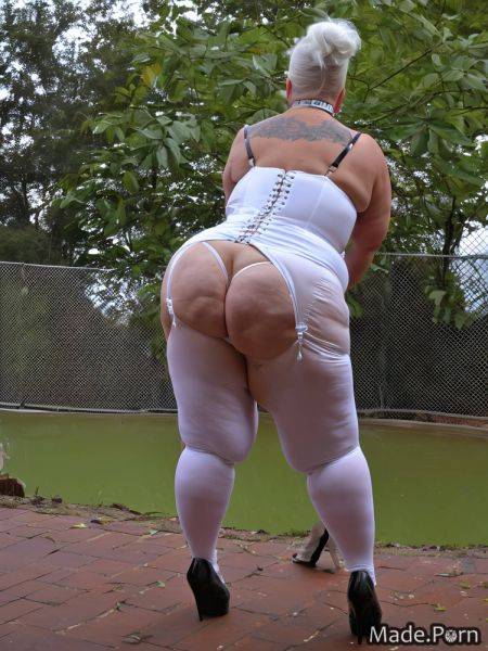 White hair ssbbw big hips collar stockings dominatrix red AI porn - made.porn on pornintellect.com