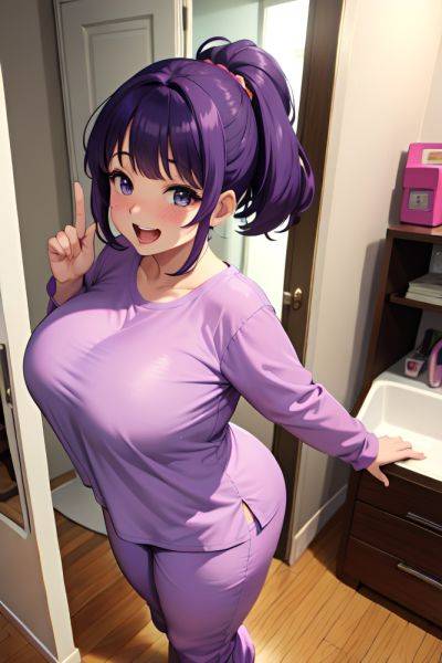 Anime Chubby Huge Boobs 80s Age Laughing Face Purple Hair Bangs Hair Style Light Skin Mirror Selfie Stage Back View T Pose Pajamas 3679220600897040479 - AI Hentai - aihentai.co on pornintellect.com