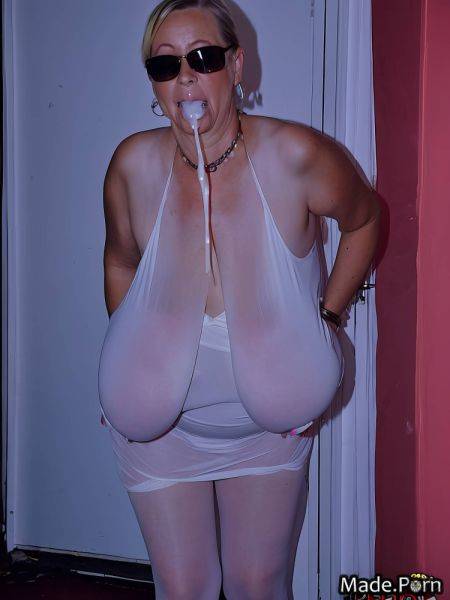 Ball gag thick thighs pantyhose earrings high heels busty thick AI porn - made.porn on pornintellect.com