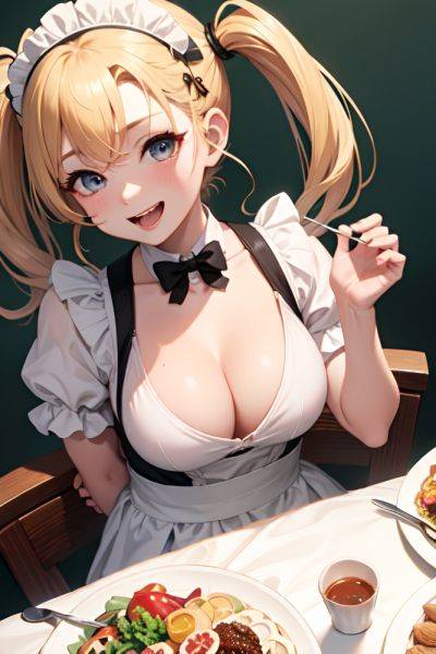 Anime Busty Small Tits 50s Age Laughing Face Blonde Pigtails Hair Style Light Skin Skin Detail (beta) Moon Close Up View Eating Maid 3679321102645560986 - AI Hentai - aihentai.co on pornintellect.com