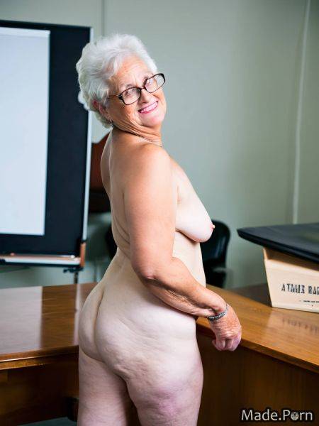 White hair nude thick long legs glasses looking at viewer sideview AI porn - made.porn on pornintellect.com