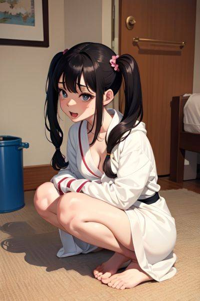 Anime Pregnant Small Tits 70s Age Ahegao Face Black Hair Pigtails Hair Style Light Skin Watercolor Bedroom Side View Squatting Bathrobe 3679429336309994556 - AI Hentai - aihentai.co on pornintellect.com