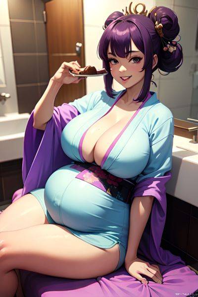 Anime Pregnant Huge Boobs 70s Age Happy Face Purple Hair Pixie Hair Style Dark Skin Film Photo Bathroom Close Up View Eating Geisha 3679498914740741305 - AI Hentai - aihentai.co on pornintellect.com