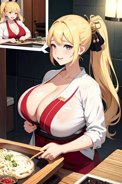 Anime Chubby Huge Boobs 40s Age Happy Face Blonde Ponytail Hair Style Light Skin Warm Anime Shower Close Up View Cooking Geisha 3679529838058369950 - AI Hentai - aihentai.co on pornintellect.com