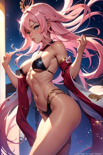 Anime Muscular Small Tits 20s Age Pouting Lips Face Pink Hair Straight Hair Style Dark Skin Illustration Strip Club Side View Jumping Geisha 3679607147941172779 - AI Hentai - aihentai.co on pornintellect.com