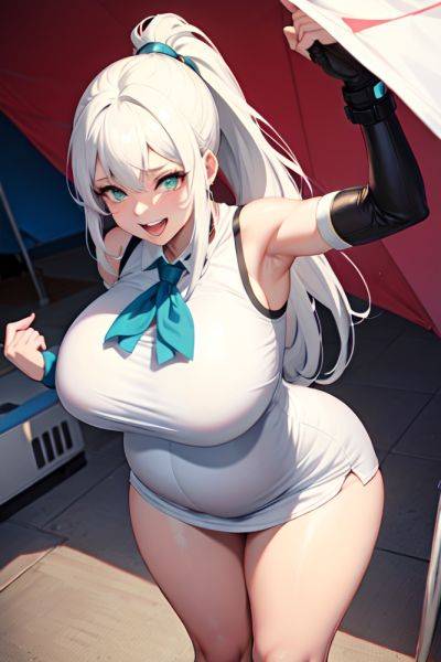 Anime Pregnant Huge Boobs 20s Age Laughing Face White Hair Ponytail Hair Style Light Skin Cyberpunk Tent Front View Bending Over Schoolgirl 3679618744353026424 - AI Hentai - aihentai.co on pornintellect.com