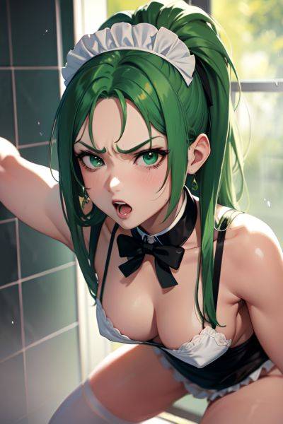 Anime Busty Small Tits 80s Age Angry Face Green Hair Slicked Hair Style Light Skin Skin Detail (beta) Shower Close Up View Straddling Maid 3679738573918357080 - AI Hentai - aihentai.co on pornintellect.com
