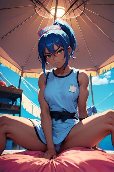 Anime Muscular Small Tits 20s Age Angry Face Blue Hair Ponytail Hair Style Dark Skin Soft + Warm Tent Front View Spreading Legs Nurse 3676518636928106181 - AI Hentai - aihentai.co on pornintellect.com