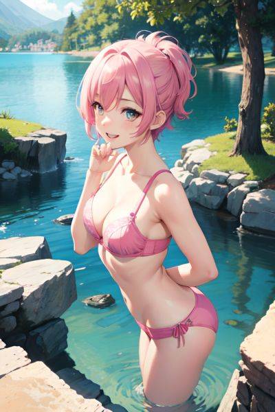 Anime Busty Small Tits 18 Age Happy Face Pink Hair Pixie Hair Style Light Skin Illustration Lake Side View Gaming Bra 3676549560245824754 - AI Hentai - aihentai.co on pornintellect.com