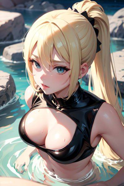 Anime Busty Small Tits 20s Age Seductive Face Blonde Ponytail Hair Style Light Skin Black And White Desert Close Up View Bathing Latex 3676561157145152246 - AI Hentai - aihentai.co on pornintellect.com