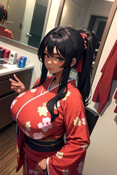 Anime Busty Huge Boobs 18 Age Happy Face Black Hair Messy Hair Style Dark Skin Mirror Selfie Gym Side View Gaming Kimono 3676572753556987146 - AI Hentai - aihentai.co on pornintellect.com