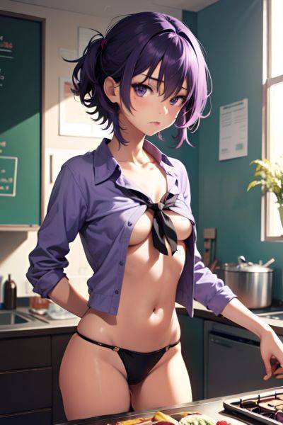 Anime Skinny Small Tits 20s Age Shocked Face Purple Hair Messy Hair Style Dark Skin Illustration Strip Club Front View Cooking Schoolgirl 3676634600599339477 - AI Hentai - aihentai.co on pornintellect.com
