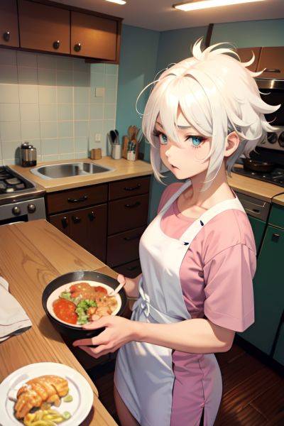 Anime Muscular Small Tits 70s Age Sad Face White Hair Messy Hair Style Light Skin Warm Anime Kitchen Front View Plank Nurse 3676661658893767786 - AI Hentai - aihentai.co on pornintellect.com