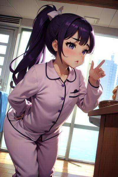 Anime Chubby Small Tits 20s Age Pouting Lips Face Purple Hair Ponytail Hair Style Light Skin Black And White Yacht Side View Bending Over Pajamas 3676680986694100255 - AI Hentai - aihentai.co on pornintellect.com
