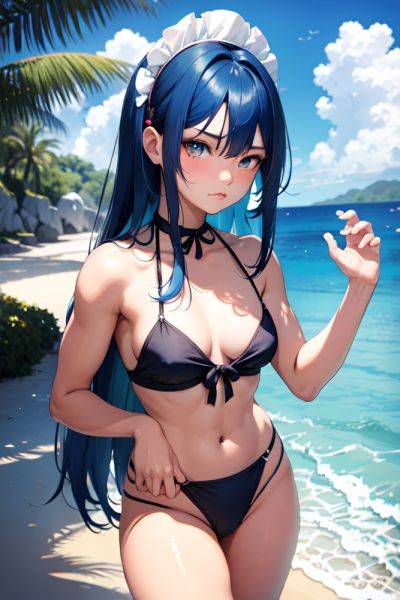 Anime Muscular Small Tits 18 Age Pouting Lips Face Blue Hair Straight Hair Style Dark Skin Crisp Anime Beach Side View Yoga Maid 3679839075690478074 - AI Hentai - aihentai.co on pornintellect.com