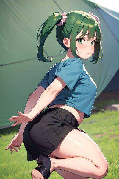 Anime Chubby Small Tits 30s Age Sad Face Green Hair Pigtails Hair Style Dark Skin Charcoal Tent Back View Jumping Mini Skirt 3679947308867572241 - AI Hentai - aihentai.co on pornintellect.com